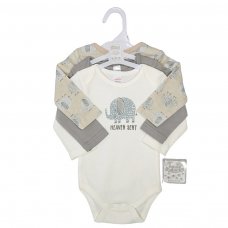 CC213-BS: Boys 3 Pack Long Sleeved Bodysuits (0-6 Months)